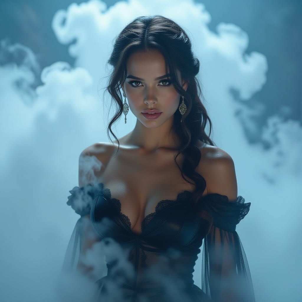 Ethereal Portrait of Woman in Dreamlike Landscape