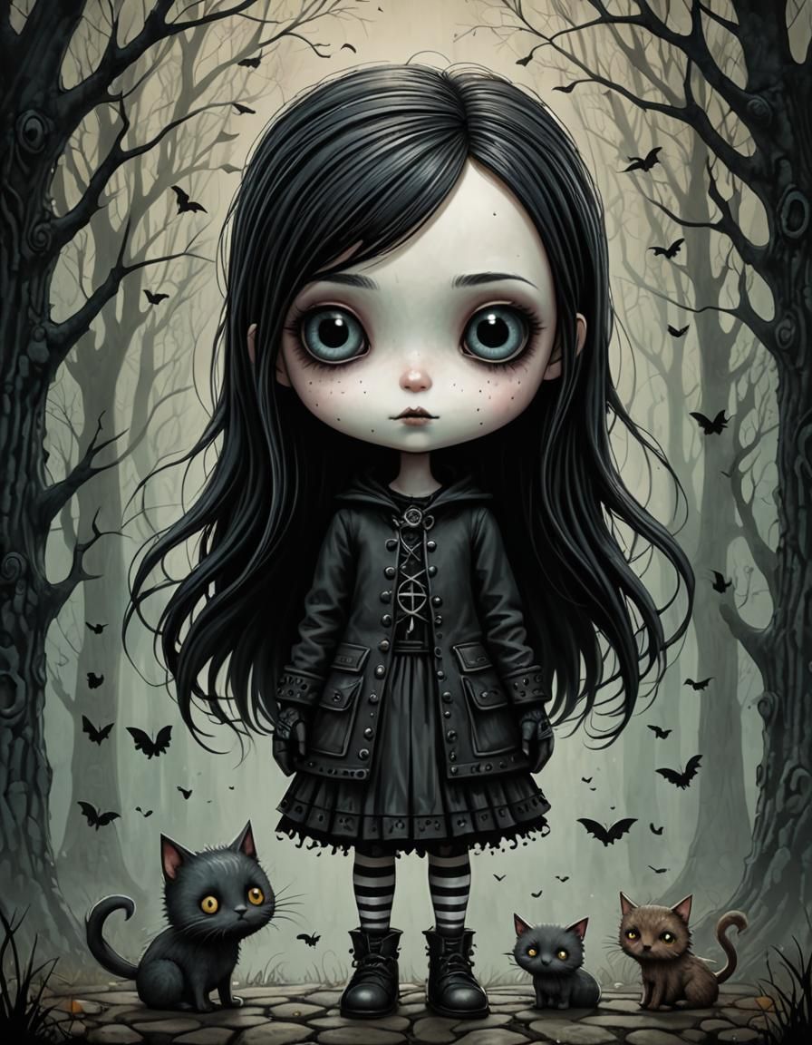 Just a cute little goth and her wonderful cats
