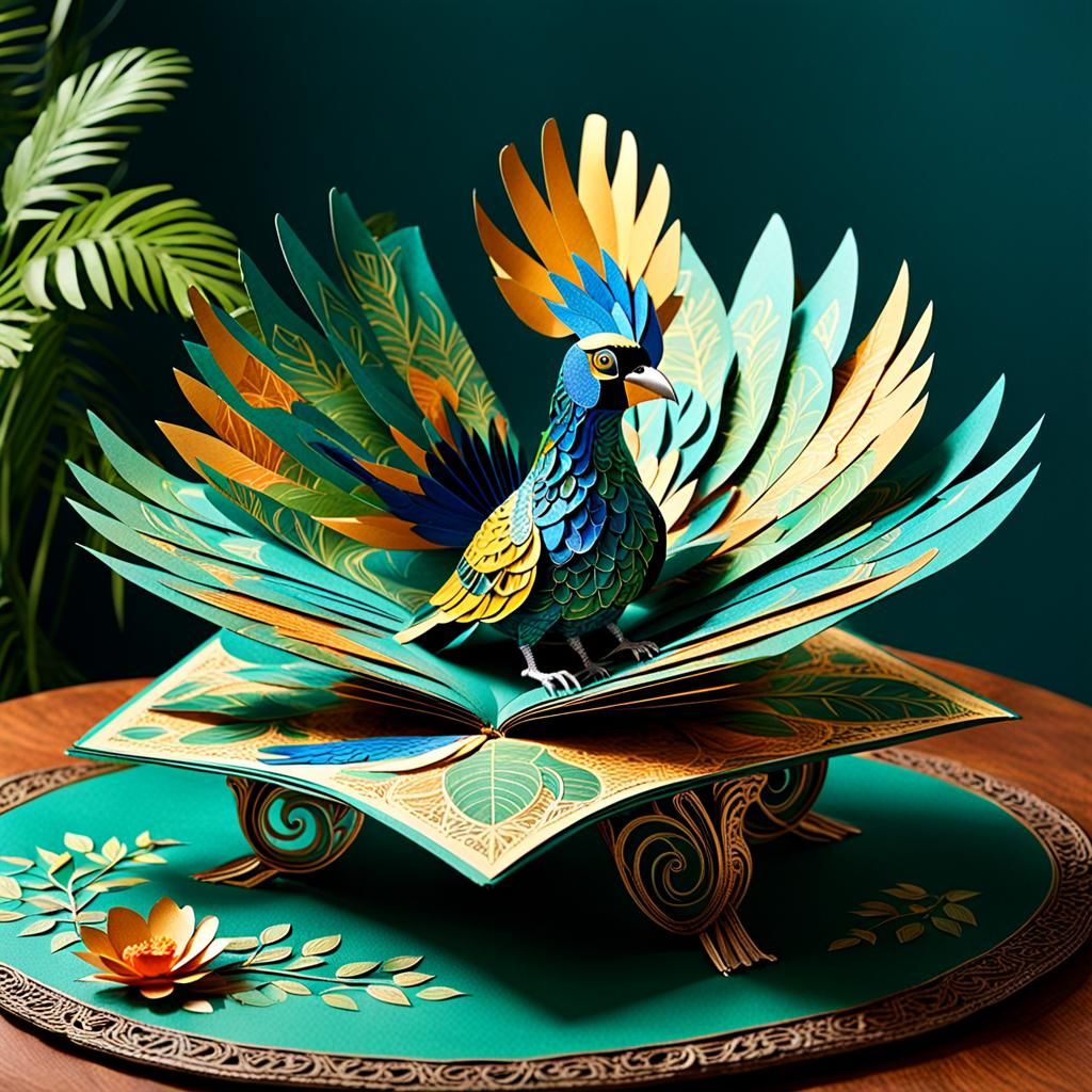 Exotic Bird Leaping From Pop-Up Book