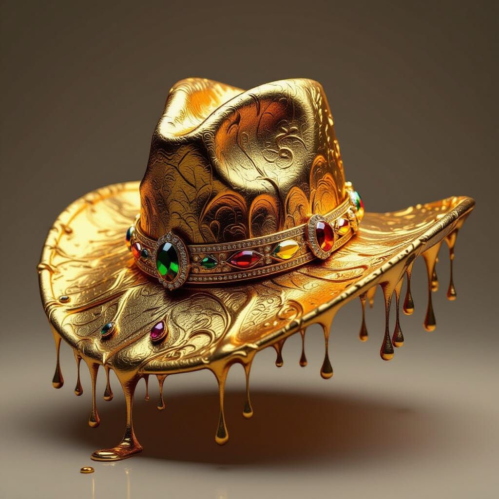 Regal Fedora Hat Crafted from Molten Gold