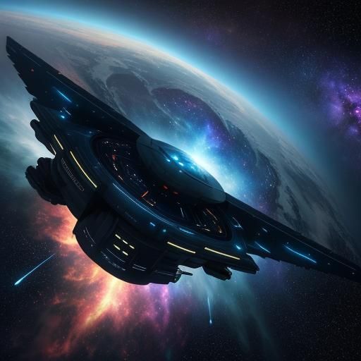 USS Enterprise Soars Through Nebula in Digital Art