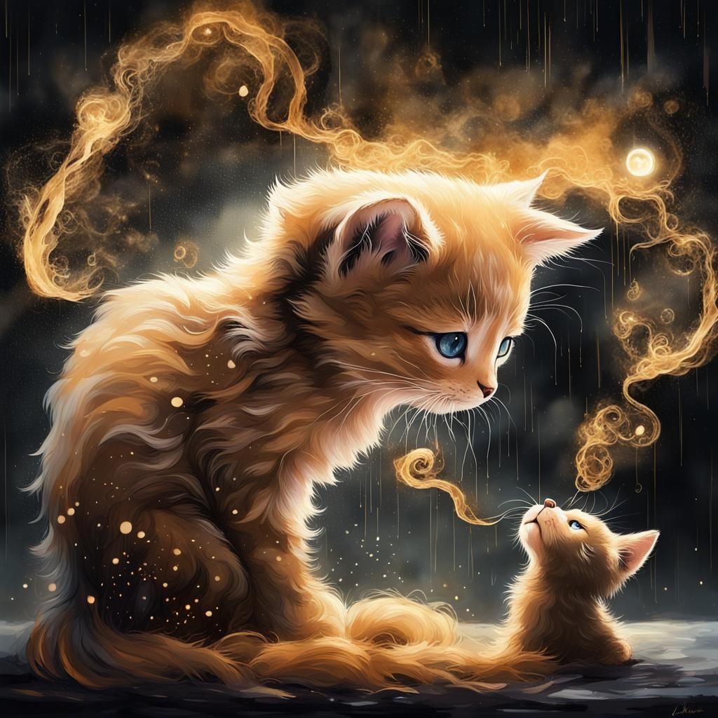 Cute Kitten Watches Mother Dissolve in Rain