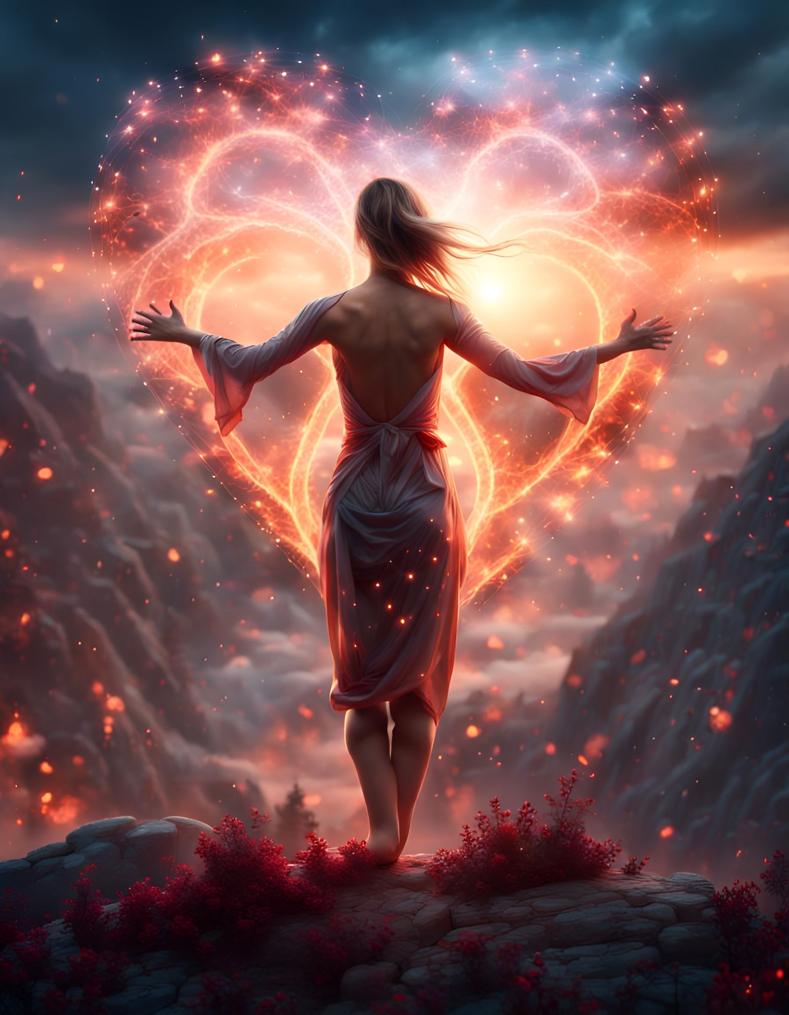 Radiant Woman Embraces a Beautiful Life