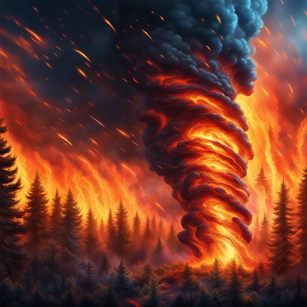 Inferno Tornado in a Burning Forest