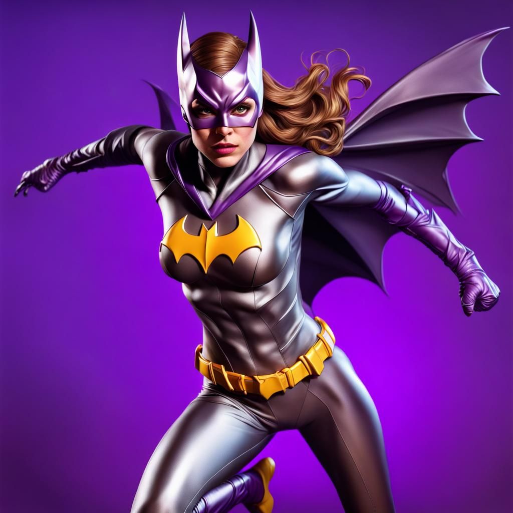 Batgirl Silver Costume: Hyperrealistic Splash Art