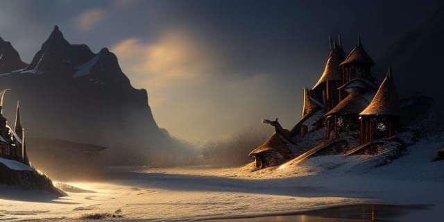 Winter Witch Slumbering: Detailed Digital Art