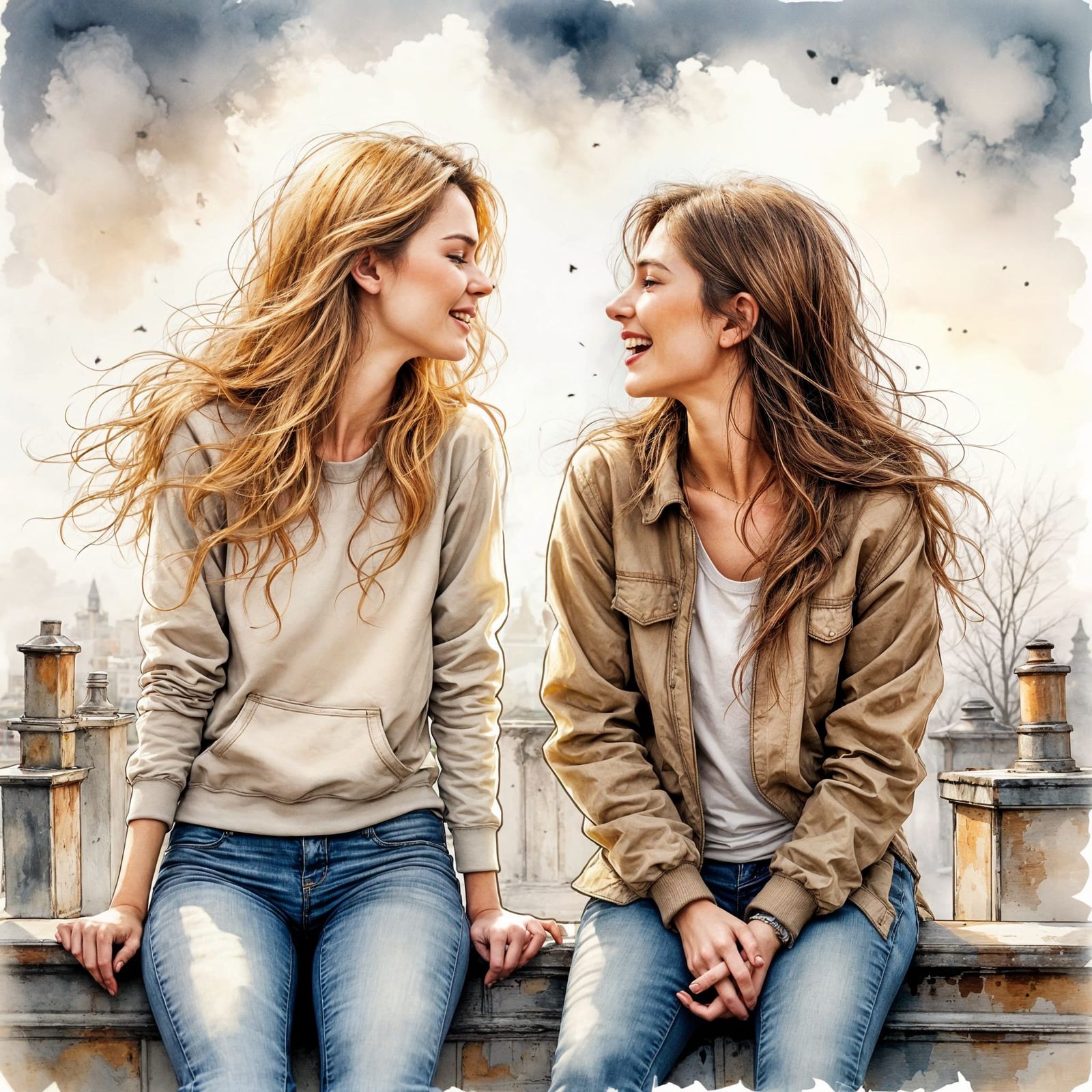 Winter Rooftop Prank in Vivid Colors