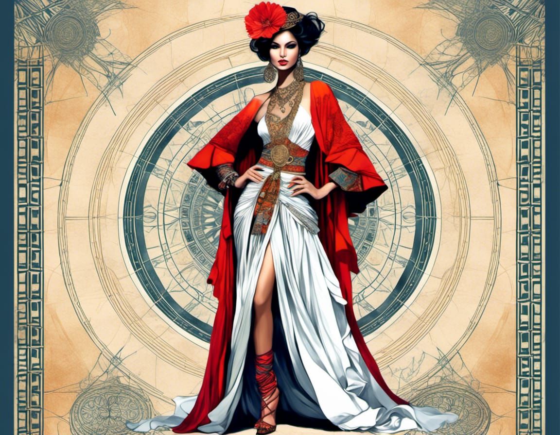 Vitruvian-gami Fashion in Digital Art Style