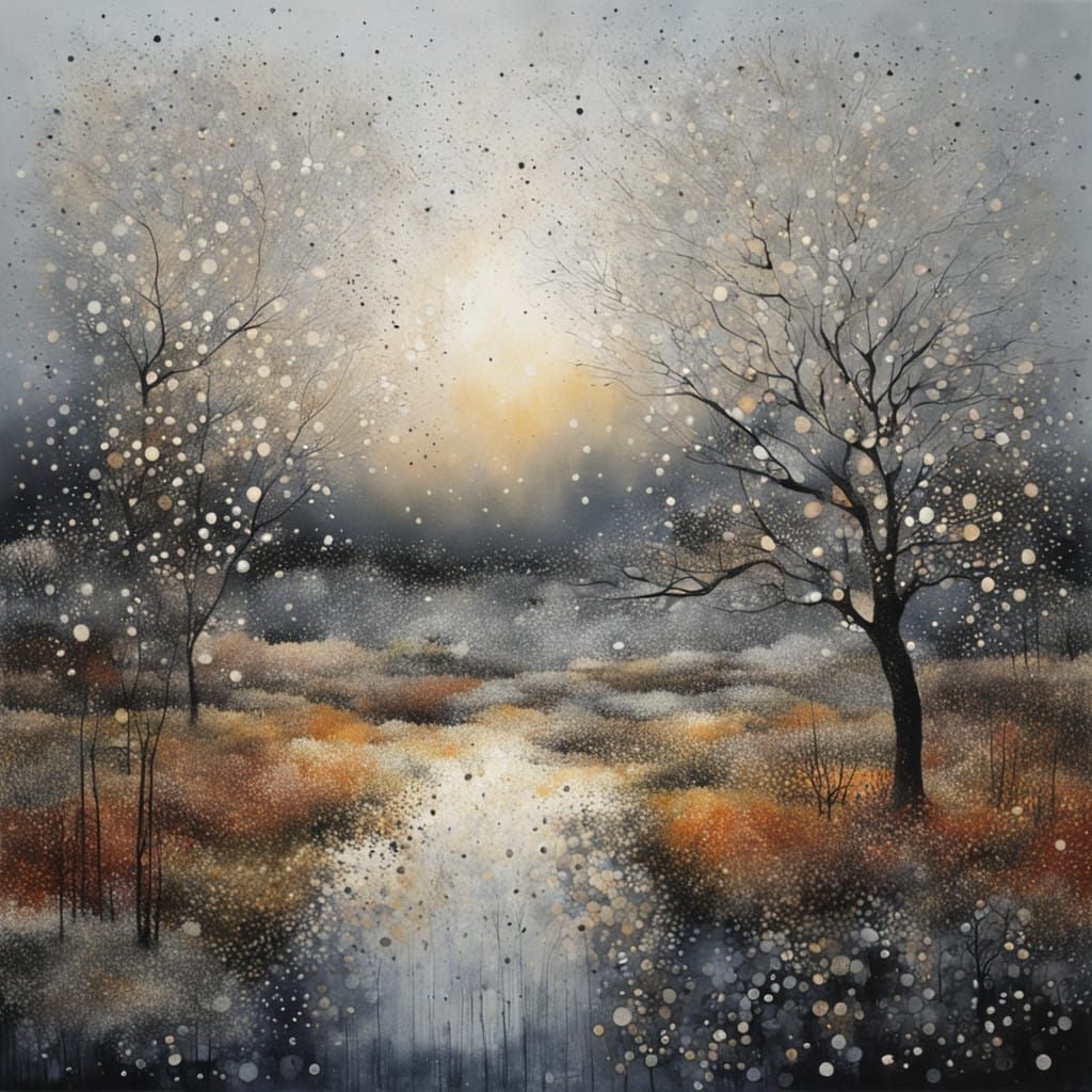 Minimalist Landscape Painting in Monochromatic Tones