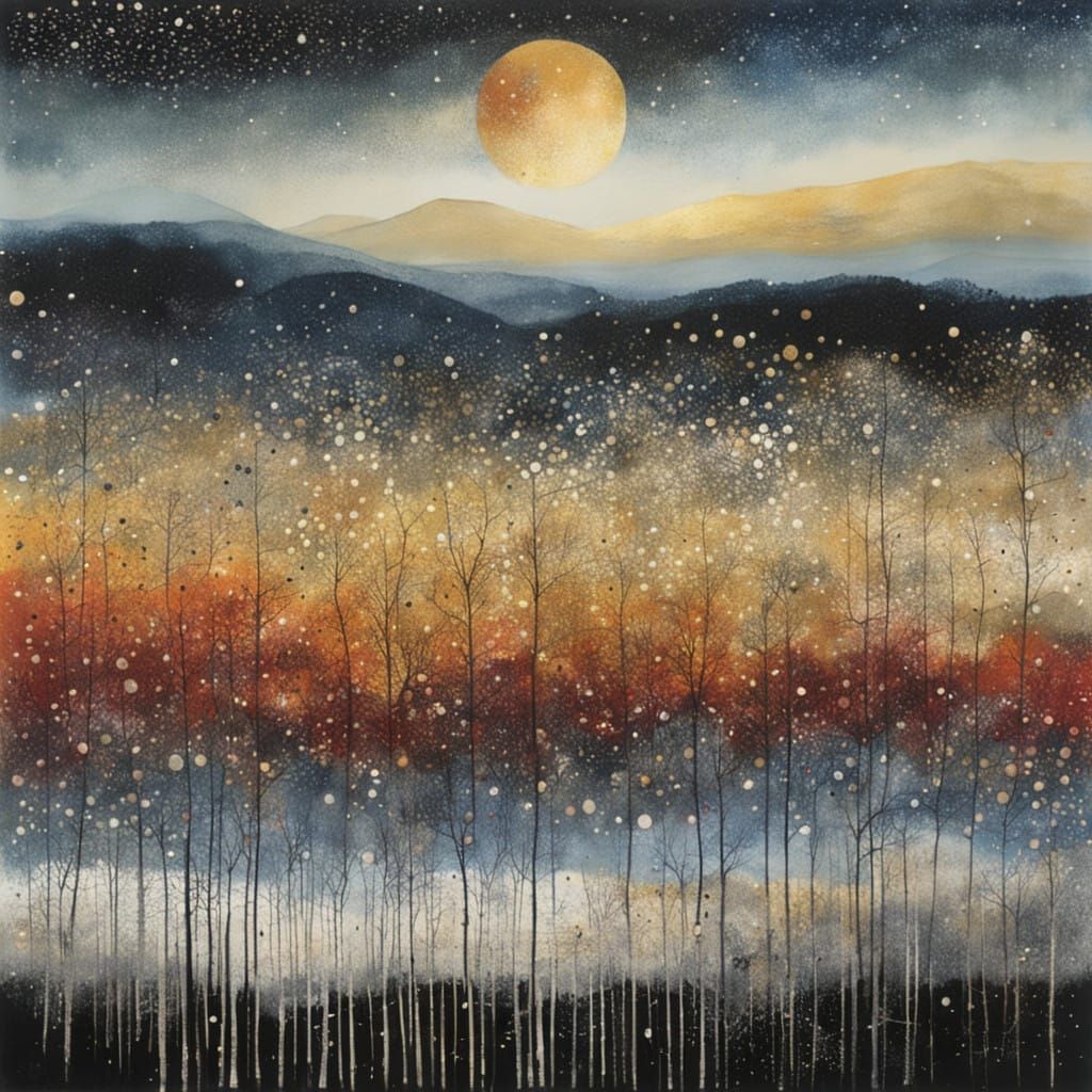 Abstract Landscape Painting in Vibrant Geometric Style