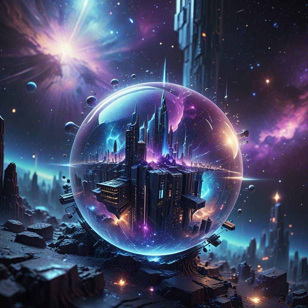 Celestial City: Isometric Architecture with Holographic Elem...