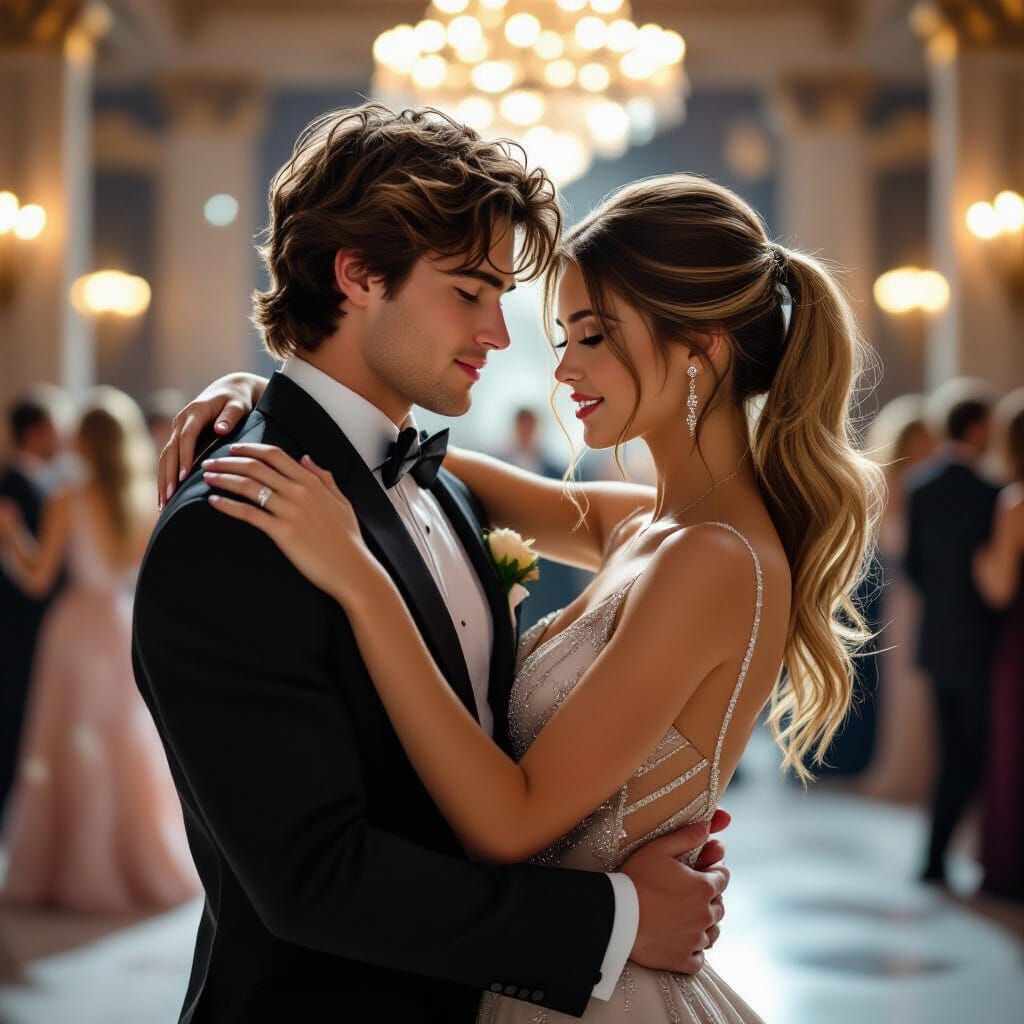 Couple Dancing at Grand Ballroom Prom