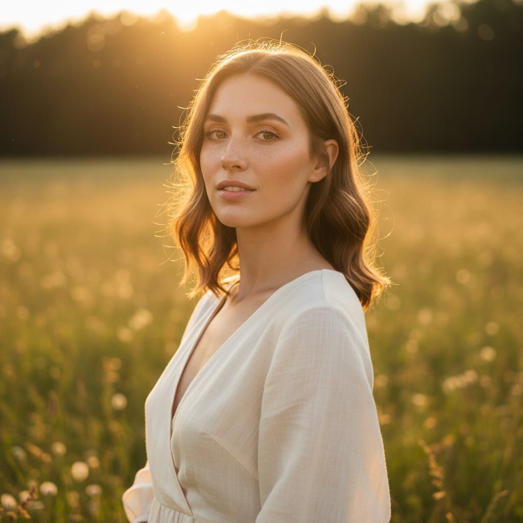 Golden Hour Portrait of a Confident Young Woman
