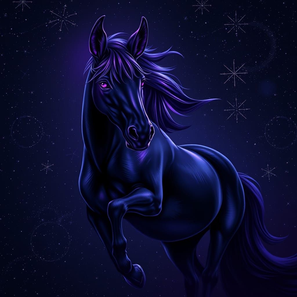 Dark Horse-Fox Hybrid in Pablo Amaringo Style