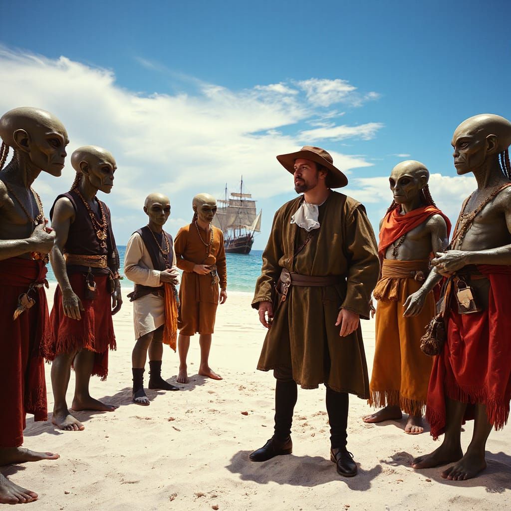 Columbus Meets Extraterrestrials in a Hyperrealistic Photo