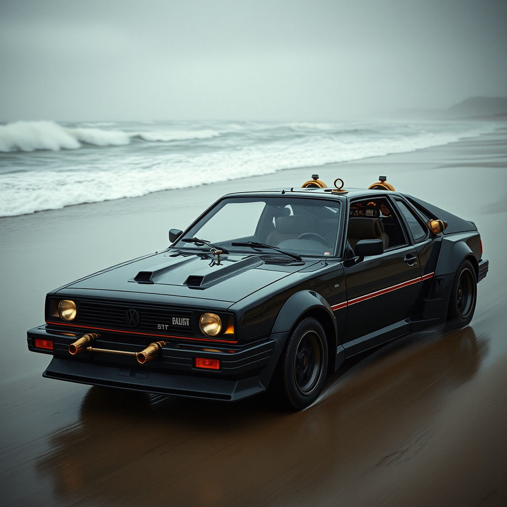 Steampunk Scirocco Batmobile Concept on Baltic Beach