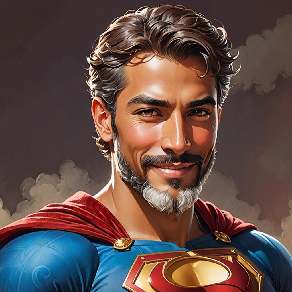 Art Nouveau Superhero Portrait in Golden Light