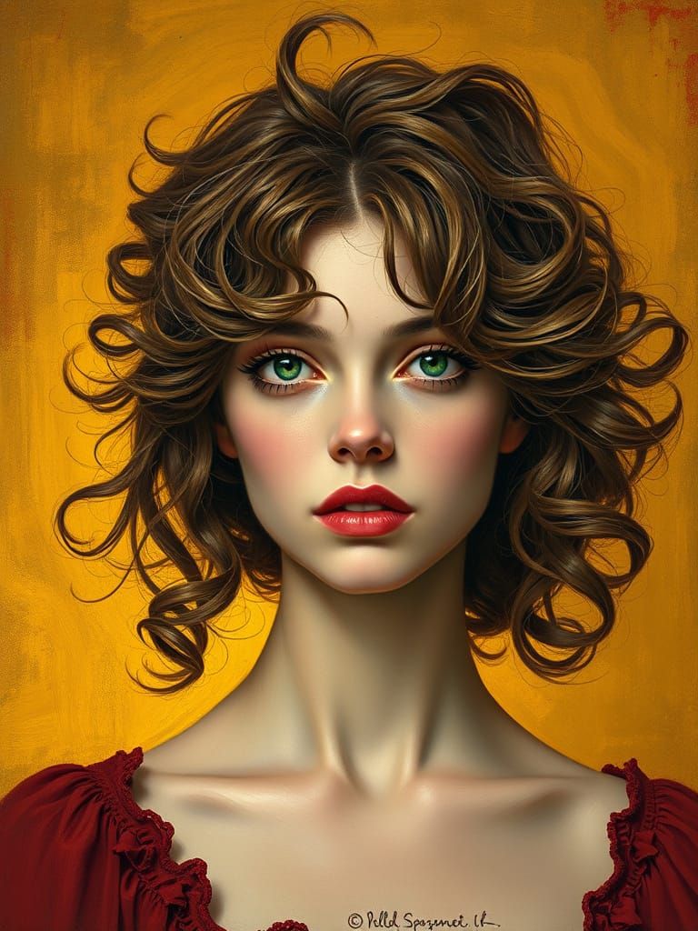 Romantic Portrait of a Mysterious Woman in Impasto Style