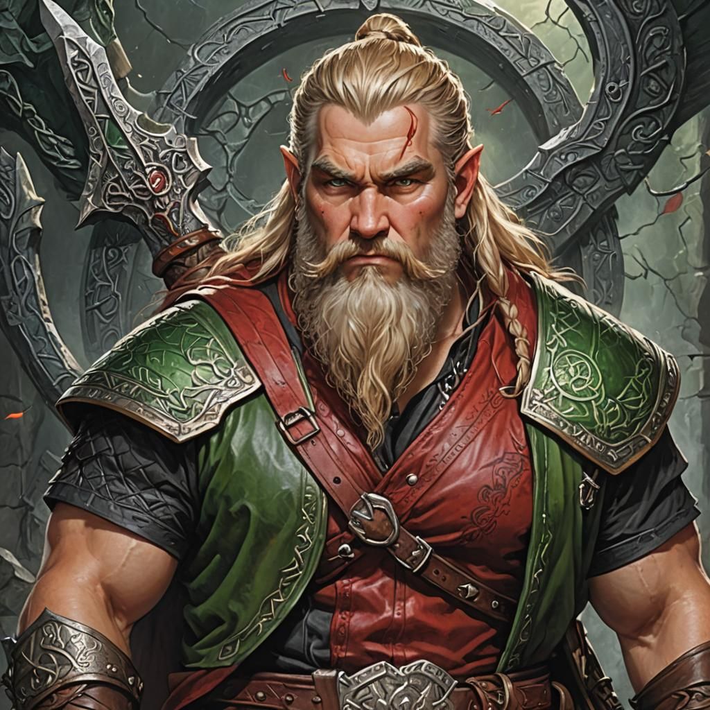 Dwarven Warlock with Dragon in Dark Fantasy Style