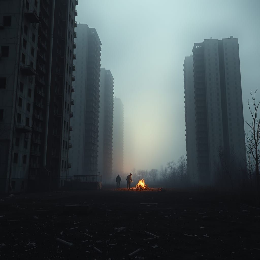 Desolate Metropolis in a Post-Apocalyptic Haze