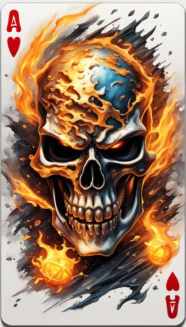 Ghost Rider Playing Cards in Hyperrealistic Splash Art