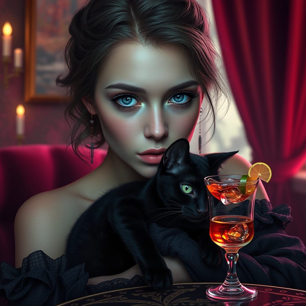 Enchanting Young Woman Embracing Cozy Languor