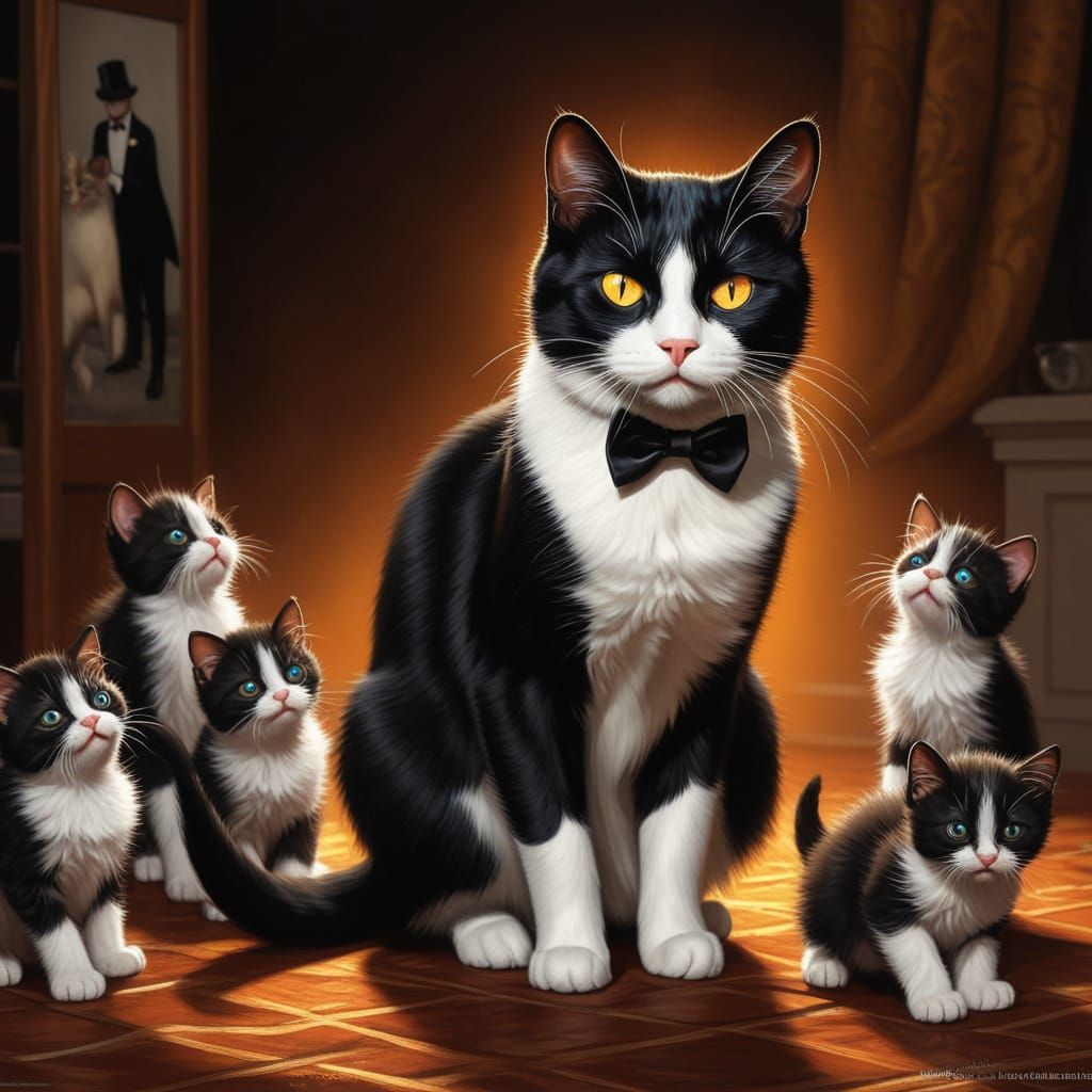 Cyberpunk Feline Protector in Vivid Digital Art