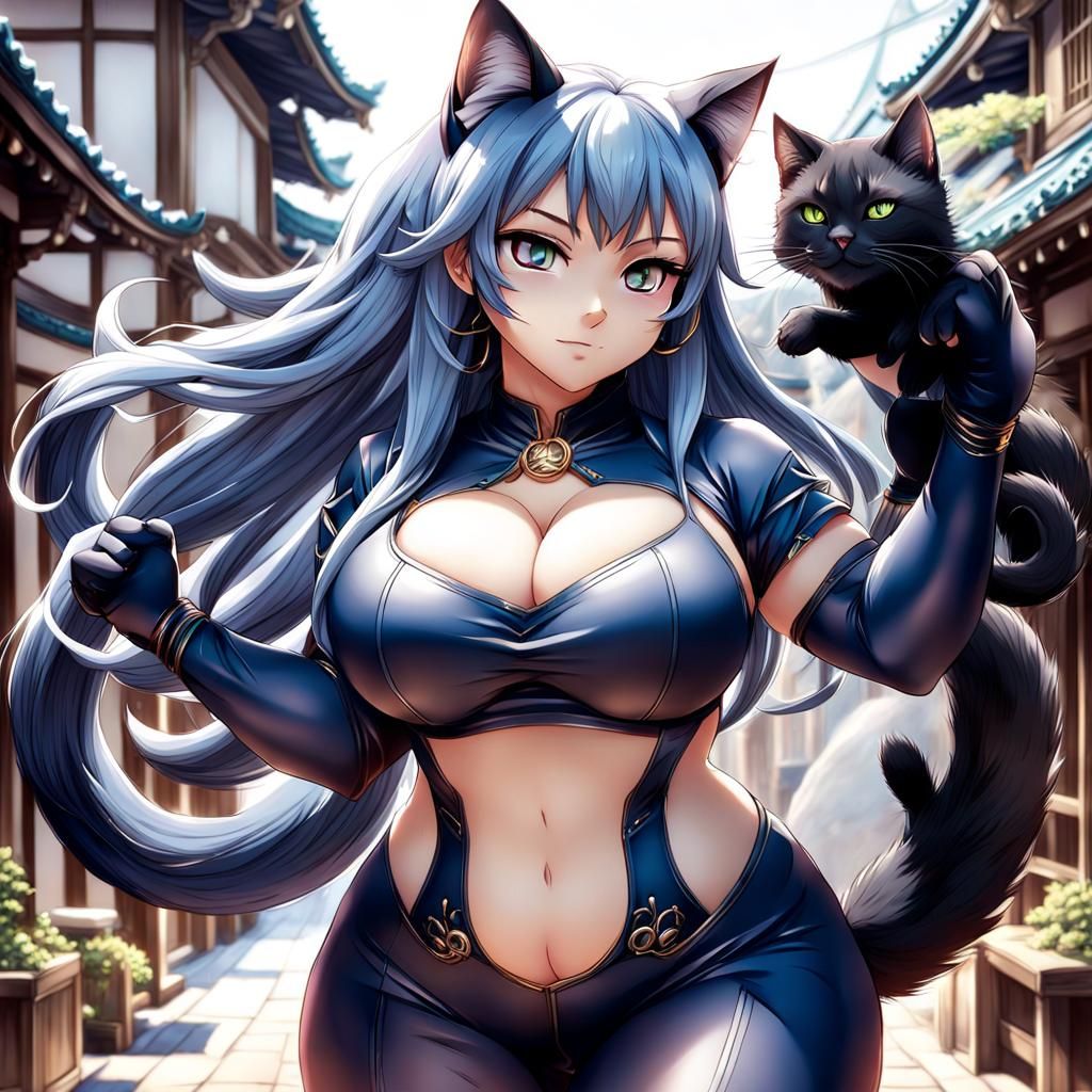 Detailed Anime Catgirl in Fantasy Style