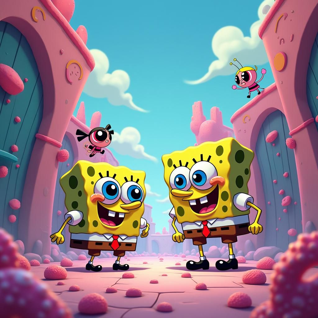 SpongeBob Meets Powerpuff Girls: Cartoon Mashup