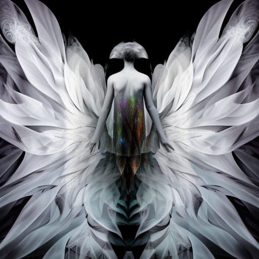 Winged Angel Apparition in Infrared Photography