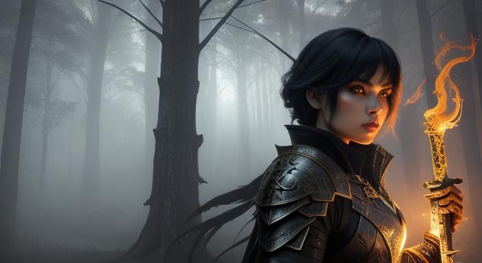 Female Warrior in Dark Fantasy Style