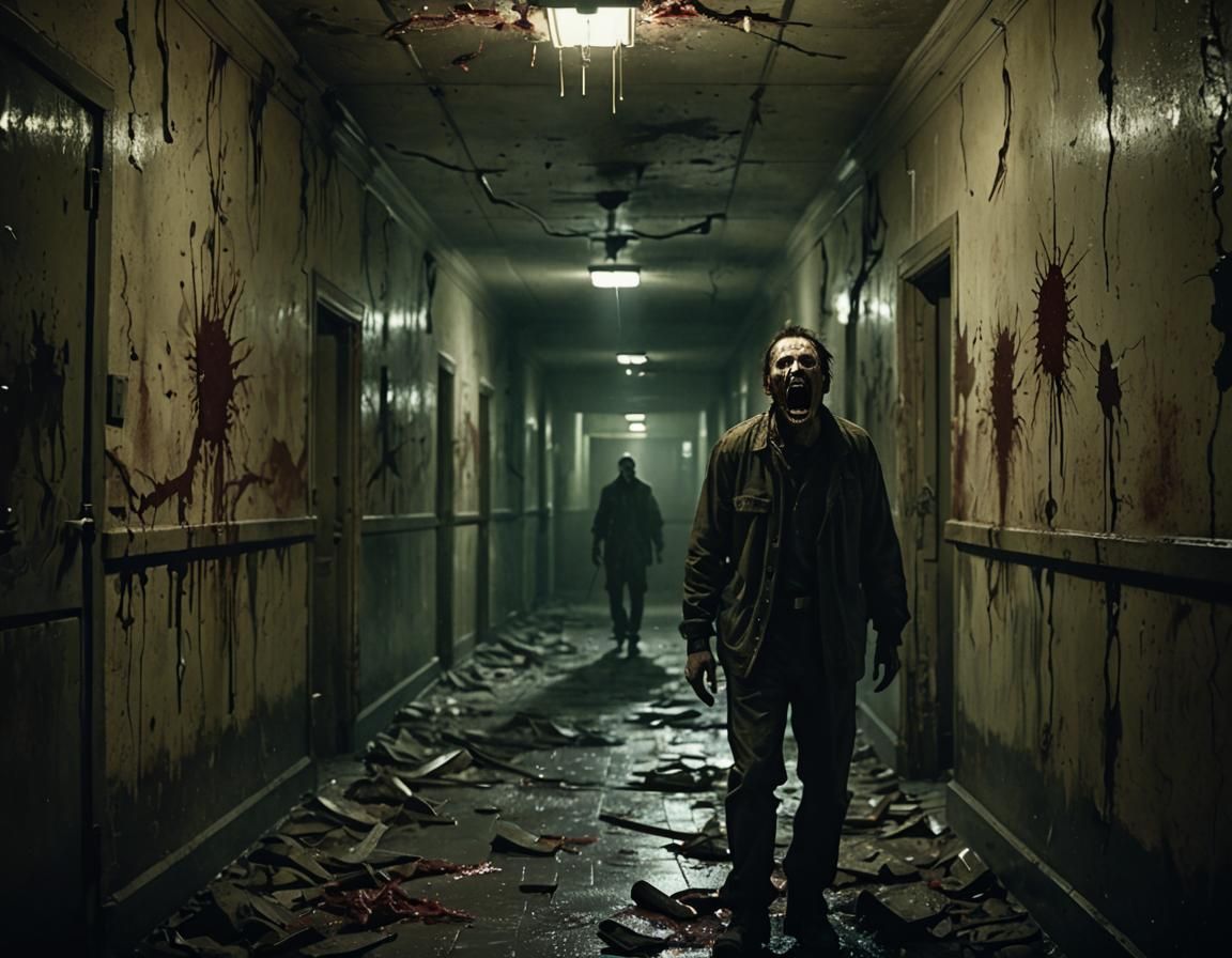 Horror Scene of Screaming Man in Asylum