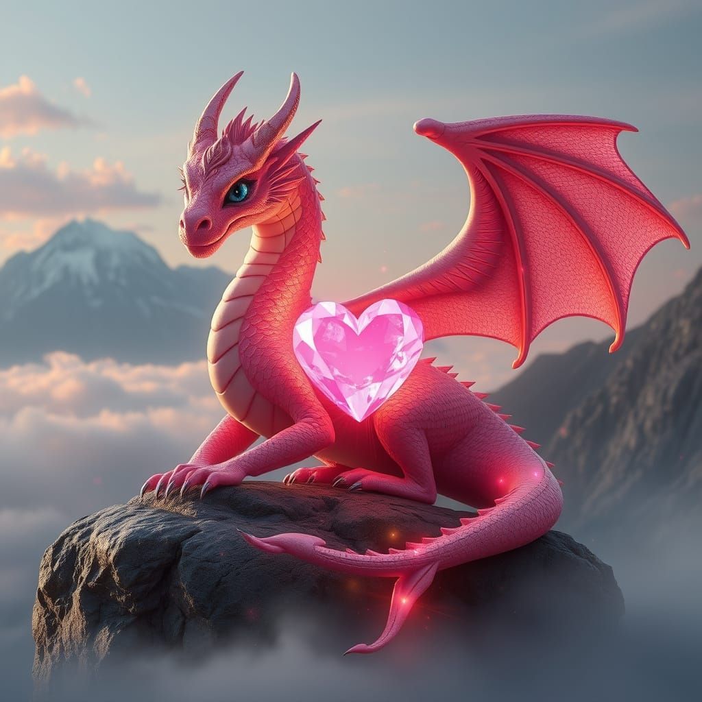 Majestic Pink Dragon Surrounded by Ethereal Light