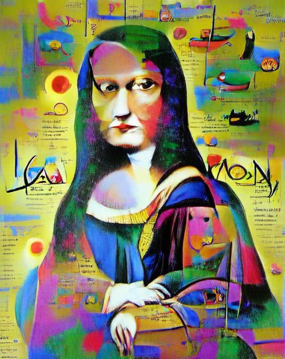 Abstract Mona Lisa in Pop Art Acrylic Style