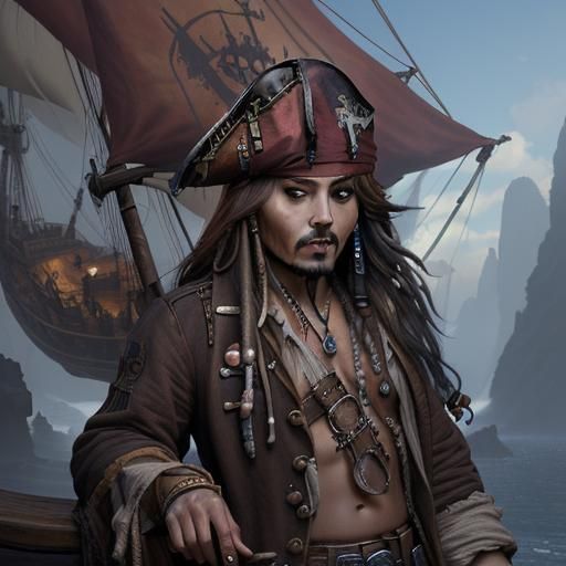 Detailed Matte Painting of Jack Sparrow