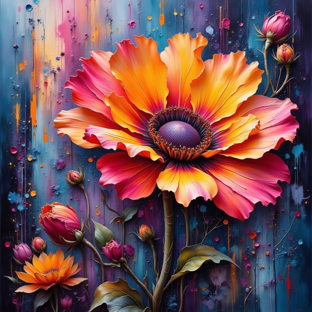 Surrealist Unusual Flower in Vibrant Colors