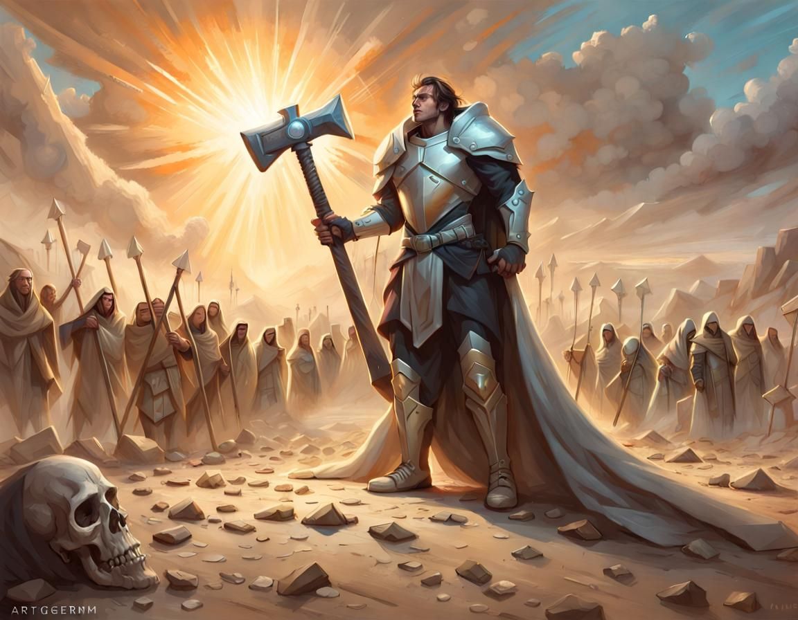 Paladin Summons Healing Light in Barren Wasteland