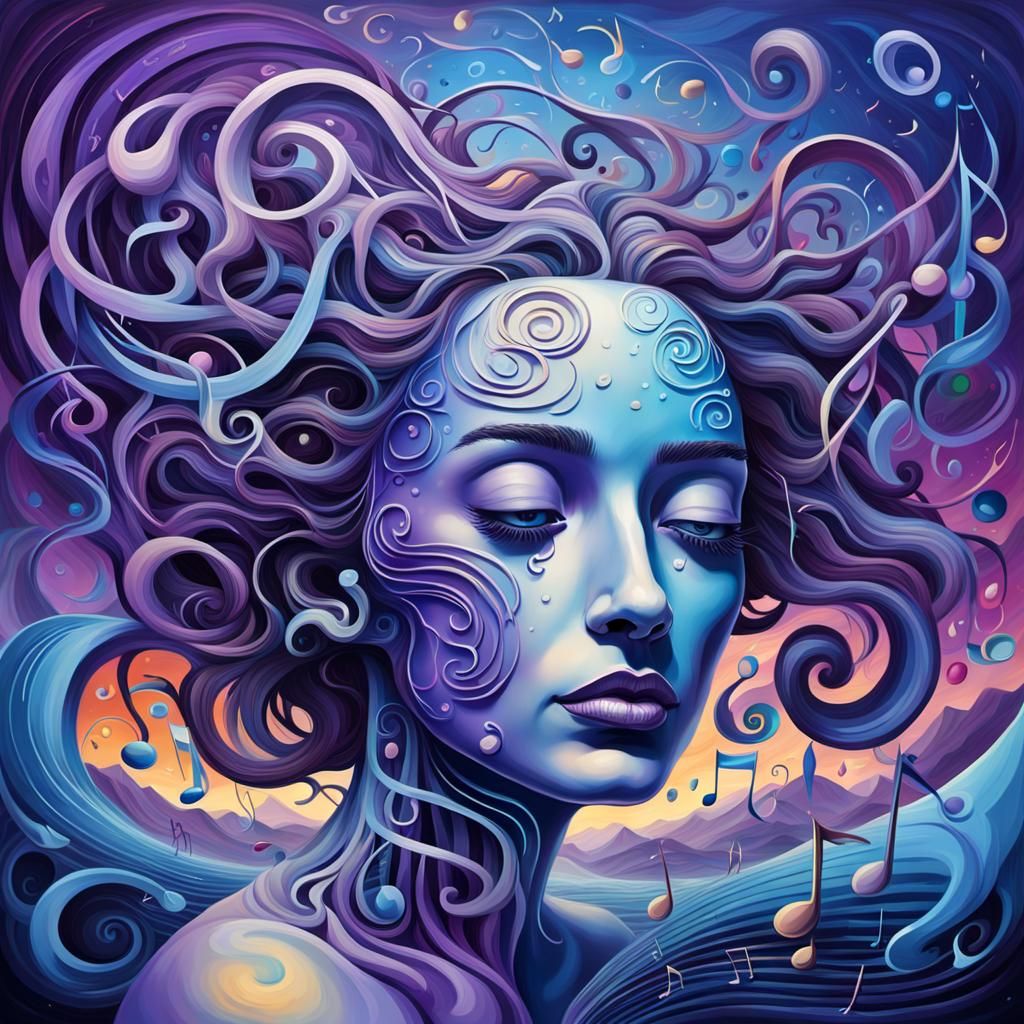 Surreal Music Note Beast Portrait in Dreamlike Realm