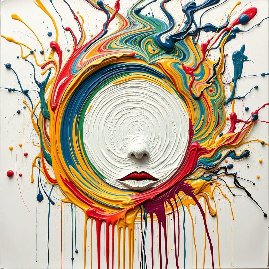 Vibrant Paint Explosion in Thick Textured Swirls