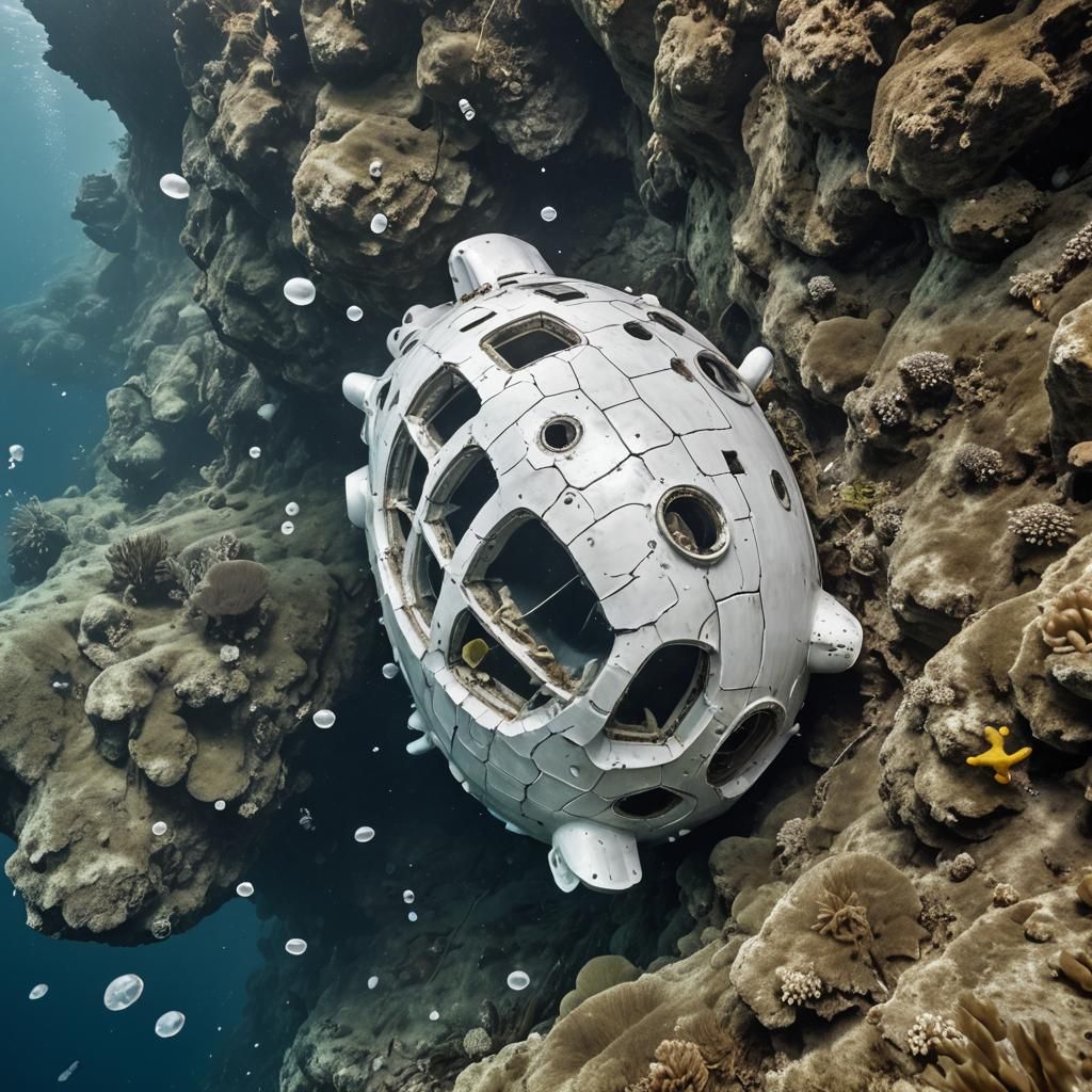 Submersible Crashed Against Underwater Cliff