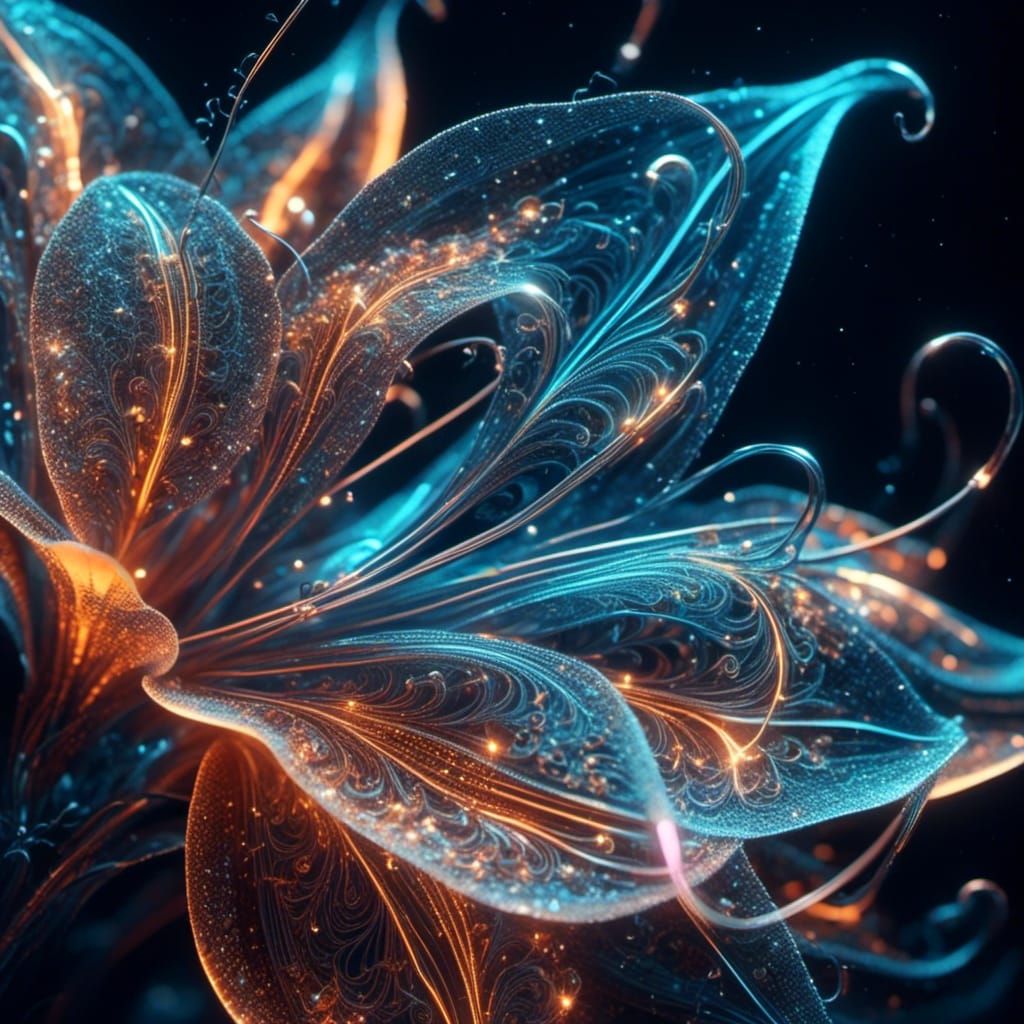 Holographic Lily with Iridescent Neon Details