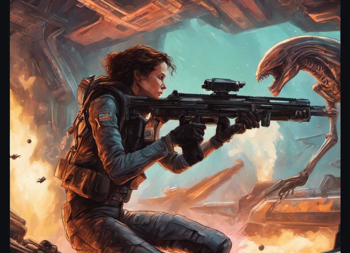 Ellen Ripley vs. Xenomorph: Hyperrealistic Concept Art