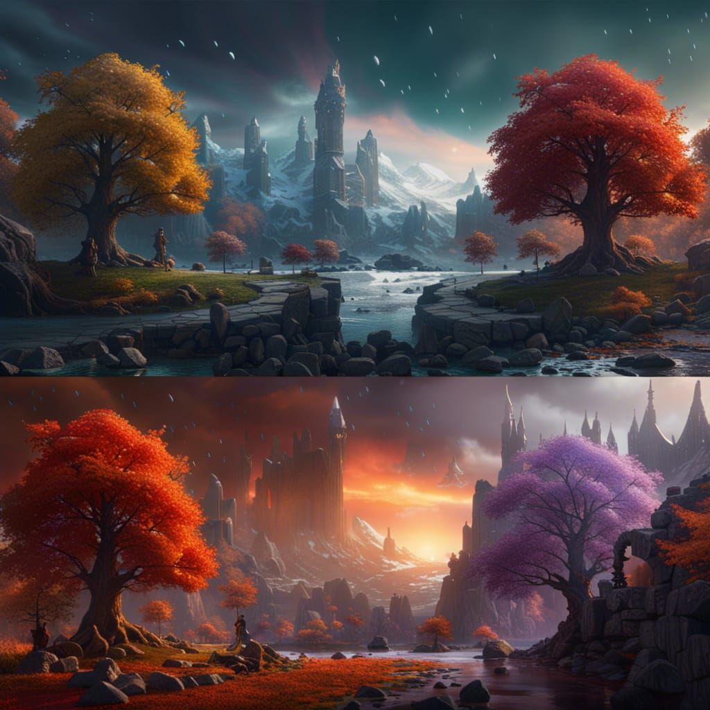 Four Seasons Detailed Matte Painting