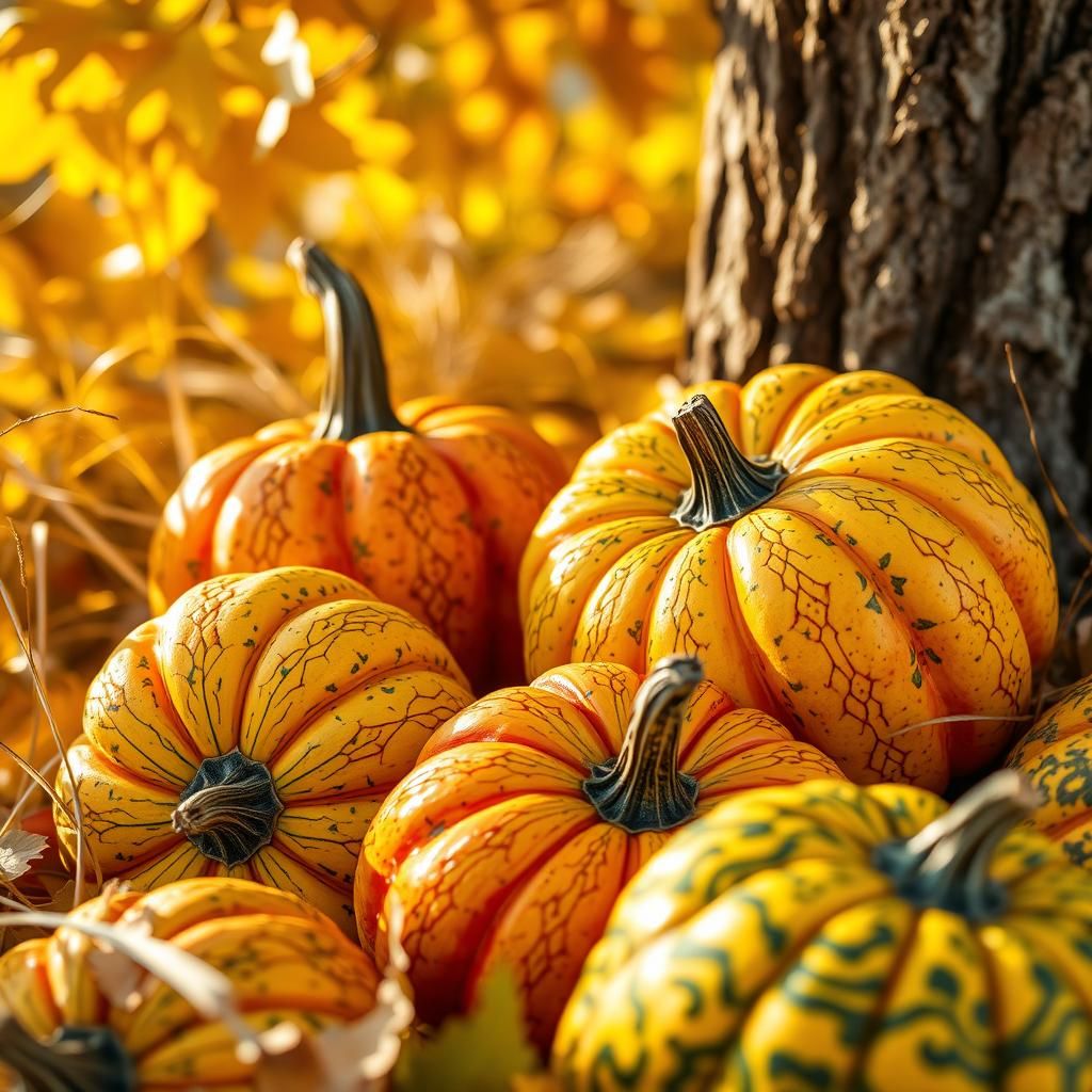 Autumn Gourds in Macro Detail