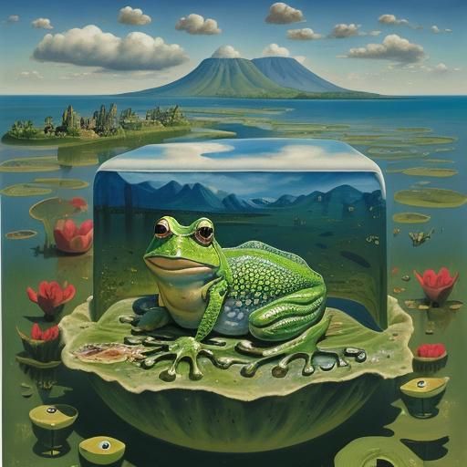 Surreal Frog in Swamp, Salvador Dali Style