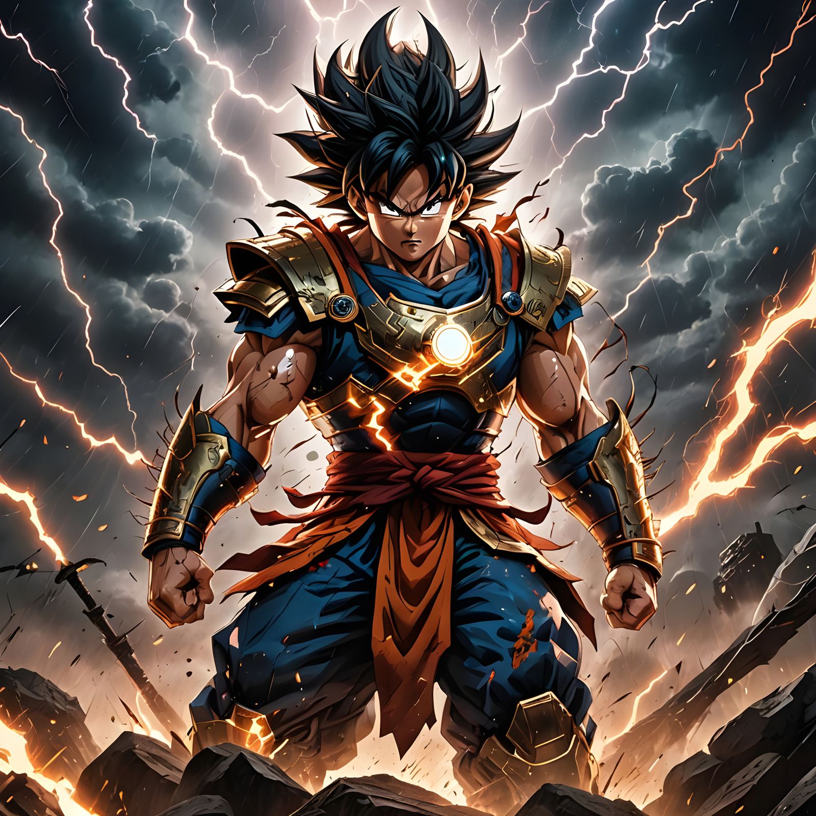 Anime Thunder Warrior Battles Dark Forces