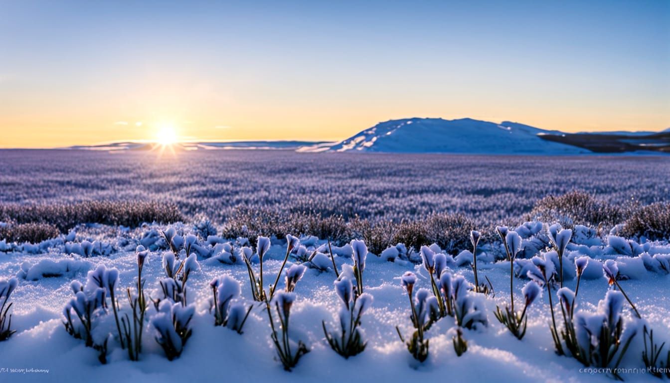 Icy Bluebells Bloom on Frozen Tundra