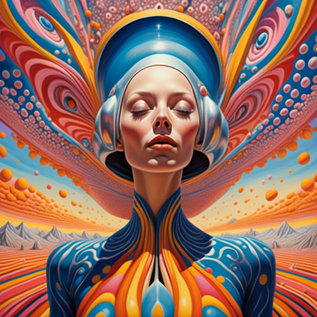 Psychedelic Woman Portrait in 1960s Style