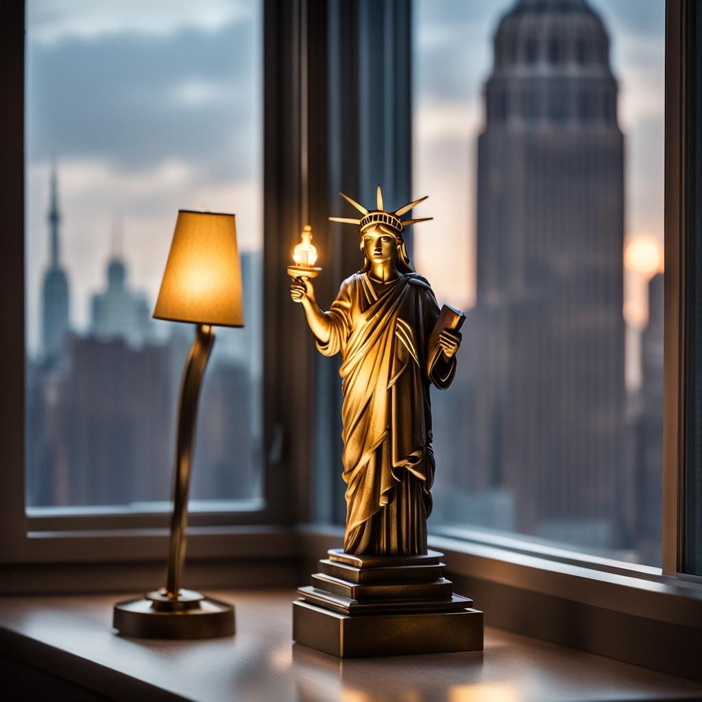 Statue of Liberty Lamp in New York Apartment