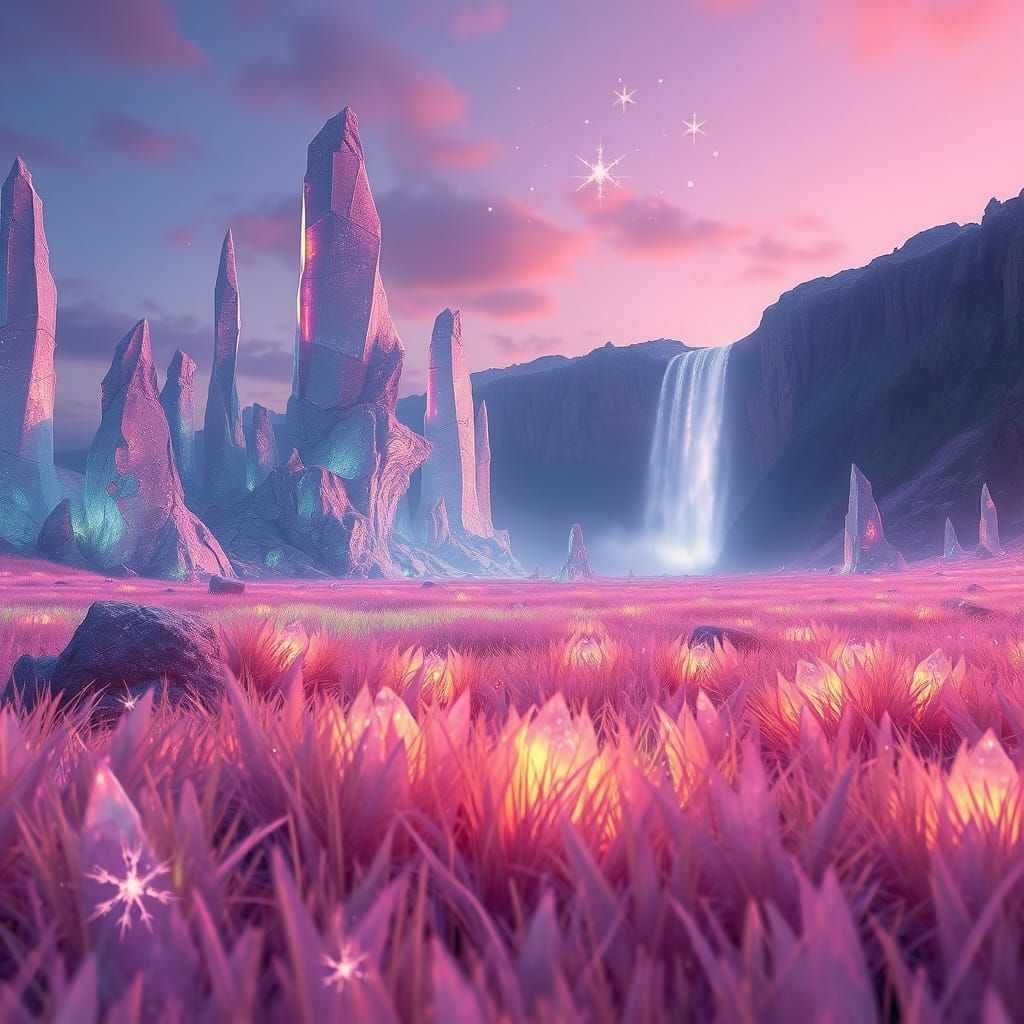 Surreal Alien Landscape with Crystalline Formations